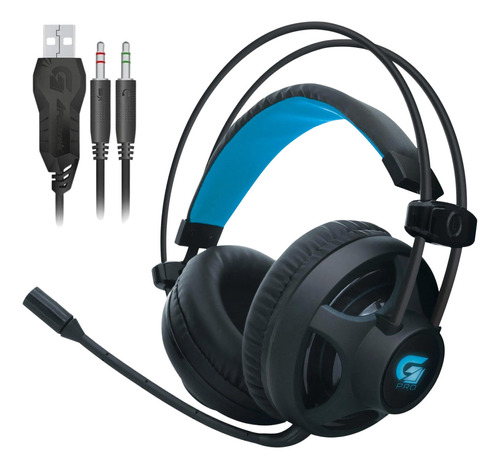 Headset Fone Gamer H2 Iluminação Led Azul 32ohms Over-ear