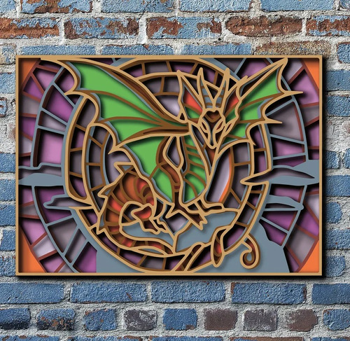 Cuadro Decorativo Dragon Casa De Dragones Colorido Madera