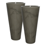 2 Vaso Grande Decorativo Polietileno Marmorizado Planta 65cm