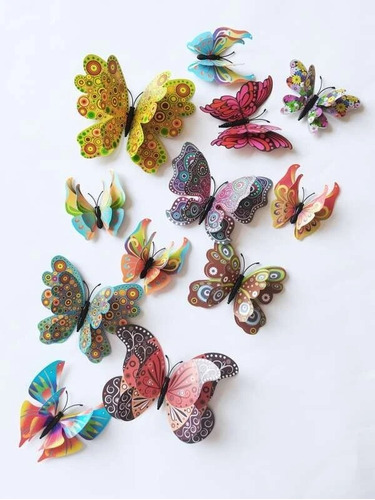 Mariposas 3d Pegatinas Pared, 12 Uds. Decorar Multicolor