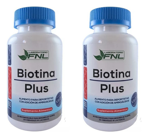 Biotina Plus 2 Frascos, 120 Cap En Total, Para 4 Meses
