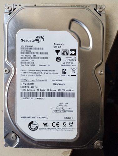 Disco Rígido 500 Gb Seagate Barracuda Pc