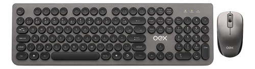 Kit De Teclado E Mouse Sem Fio Oex Tm410 Português Brasil De Cor Cinza