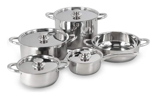 Batería De Ollas Cocina Acero Inoxidable 10 Piezas 680-10ss