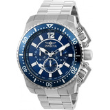 Reloj Hombre Invicta Pro Diver Crono Plateado  Azul 21953