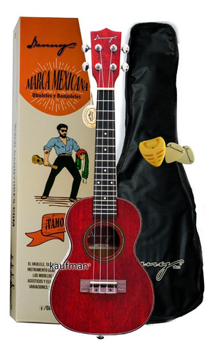 Ukulele Concierto Premium Caoba. Con Funda Y Accesorios Color Rojo