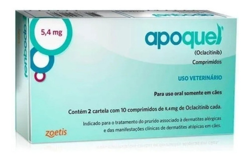 Apoquel Dermatológico Anti Coceira Cães 5,4mg 20 Comprimid