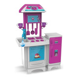 Cozinha Infantil Completa Pink Fogão Pia Sai Água De Verdade
