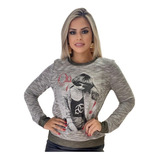 Blusa De Frio Feminina Moletom Meia Estação Manga Longa