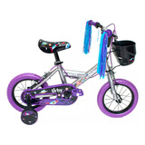 Bicicleta Infantil Rodado 12 Violeta Nena Con Rueditas Mca