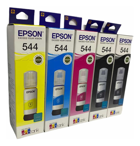 Pack Kit 5 Tintas Originales Epson 544 2 Bk 3 Col Facturadas