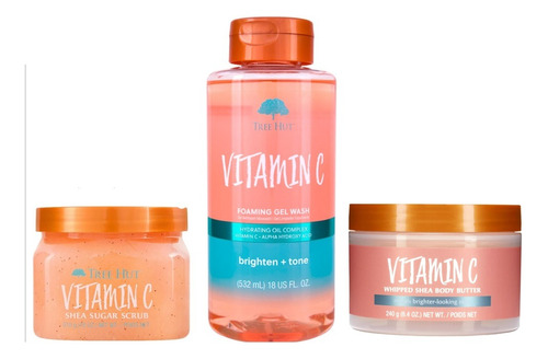 Crema, Jabón Y Exfoliante Vitamina C Tree Hut 3 Pz Hidratant