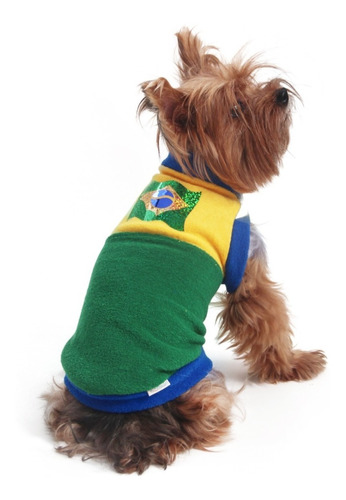 Moleton Brasil Felpudo Inverno Cachorro Gato Médio