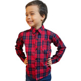 Camisa Xadrez Infantil Criança Unissex Country Manga Longa