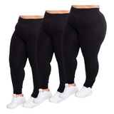 Kit 3 Legging Plus Size Básica Cós Alto Academia G1 G2 G3