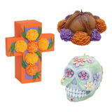 Pack 3 Velas Aromaticas P/ Altar Dia D Muertos Home Interior