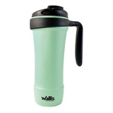 Taza Térmica 470ml Wallis Menta/negro Antiderrames Acero Color Verde Claro Liso