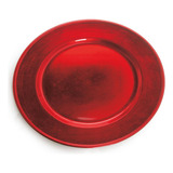 Sousplat Vermelho Redondo Liso Plástico Para Mesa Decorar