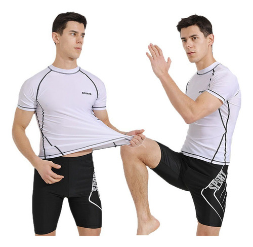 Traje Baño Deportivo Manga Corta Para Hombre