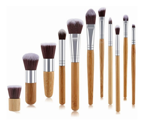Set Brochas Maquillaje Profesional 11 Piezas Bambu Ecológico