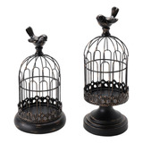 Porta-velas Para Gaiola Decoração De Ferro 2pcs Preto