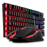 Kit Teclado Gamer Semi Mecanico Led Rgb E Mouse Gamer Pc Ps4