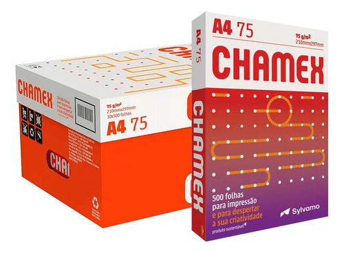 Caixa Chamex A4 5.000 Folhas C/ 10 Resmas 500 Fls Branco