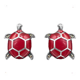 Aretes Tortuga Marquesita Coral Plata 925 Envio Gratis