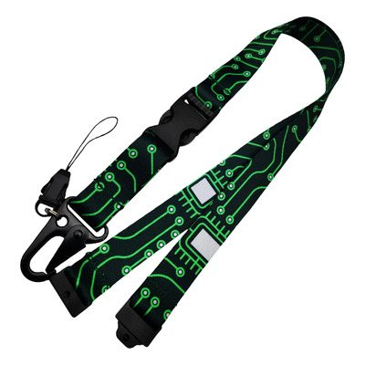Portagafetes Lanyard Circuito Electronico Color Negro | Meses sin interés