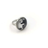 Anillo Redondo Yin Yang Gato Encapsulado Goth Dark Gotico