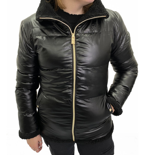 Campera Mujer Inflable Importada Corderito Reversible 