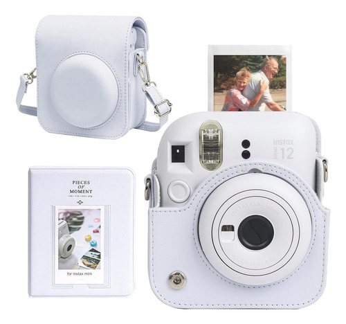 Estuche De Cámara Caiyoule, P/ Instax Mini 12, Blanco Ceniza