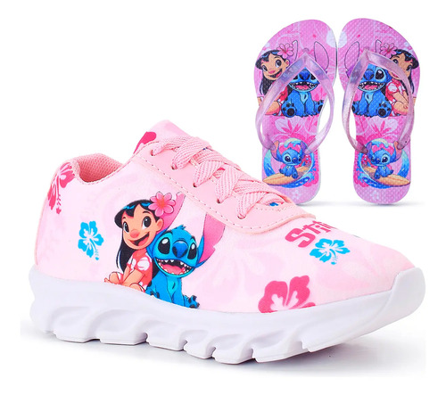 Kit Tênis Infantil Stitch Menina Casual + Chinelo Infantil | MercadoLivre