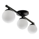 Plafon 3 Luces Barral Elyn Negro Globo Opal Apto G9 Deco