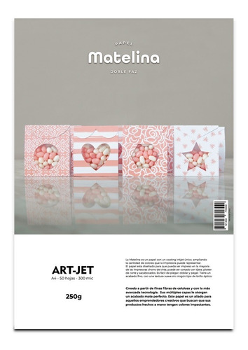 Papel Matelina Doble Faz 250g - Art-jet® - A4 - 50 Hojas