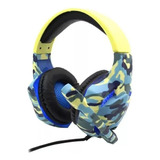 Headset Gamer Komc G306 Camuflado Azul Ps4, Xbox E Pc