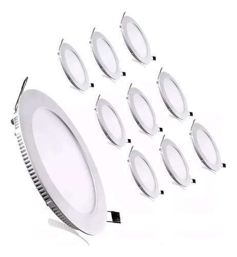 Pack 20 Foco Panel Plafón Led Embutido Redondo 18w Cálida