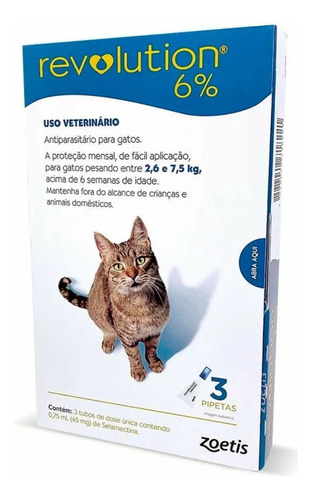 3un Revolution Original Antipulgas De Gato 6% 2,6 A 7,5kg Nf