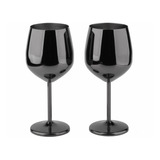 Copas De Vino De Acero Inoxidable Color Negro 2 Piezas