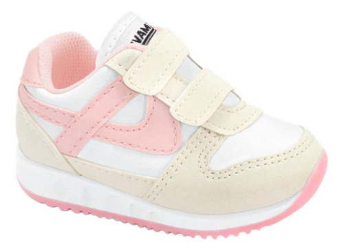 Tenis Casual Urbano Panam 1427 Blanco Con Rosa Para Niña