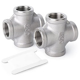 2pcs Stainless Steel 4 Way Pipe Fittings, 1/4  X 1/4  X...