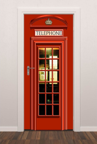 Adesivo Decorativo De Porta Cabine Telefônica Londres Quarto