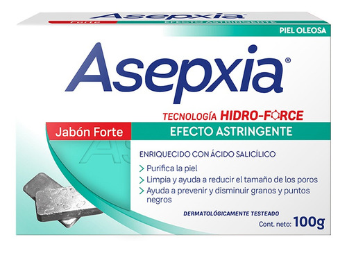 Asepxia Jabón En Barra Forte Piel Mixta Poros Abiertos 100g