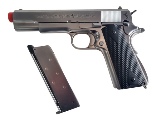 Airsoft - We 1911 Matte Chrome Full Metal E006a Bk