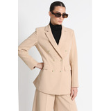 Blazer Largo Entallado Beige Liola