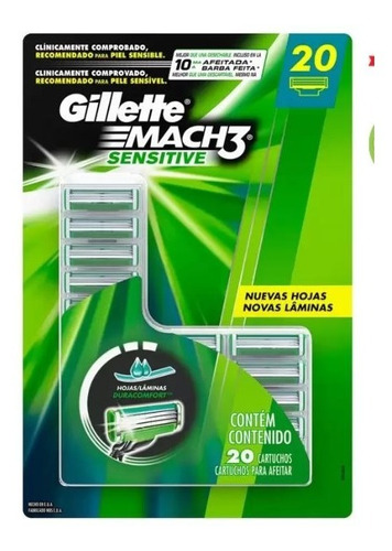 Gillette Mach3 Sensitive 20 Repuestos Para Afeitar