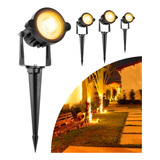 Kit 4 Holofote 7w Spot Led Espeto Jardim Luz Branco Quente Cor Da Carcaça Preto Cor Da Luz Branco-quente 110v/220v