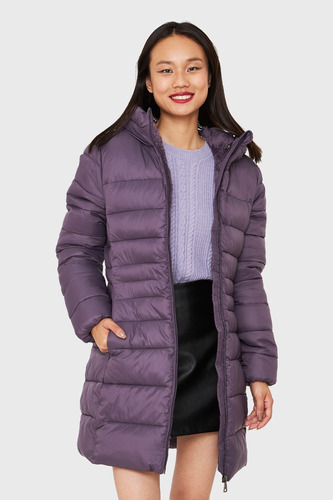 Parka Midi Gorro Polar Morado Nicopoly