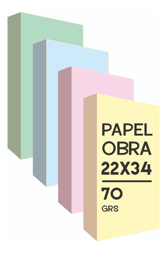 Resma Papel Color 22 X 34 Oficio De 70grs