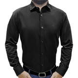 Camisa Social Masculina Executive Preta Maquinetada